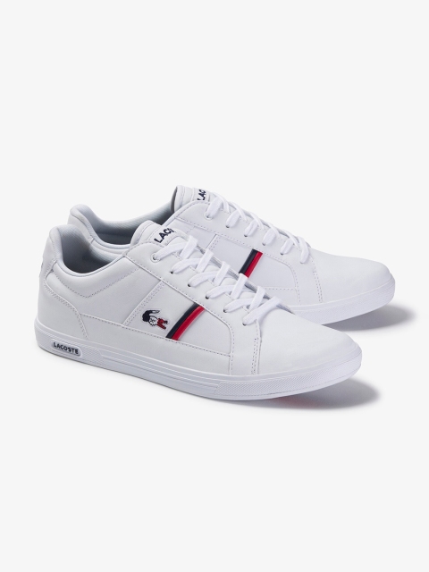 

Lacoste Men White Solid Leather Mid-Top Sneakers