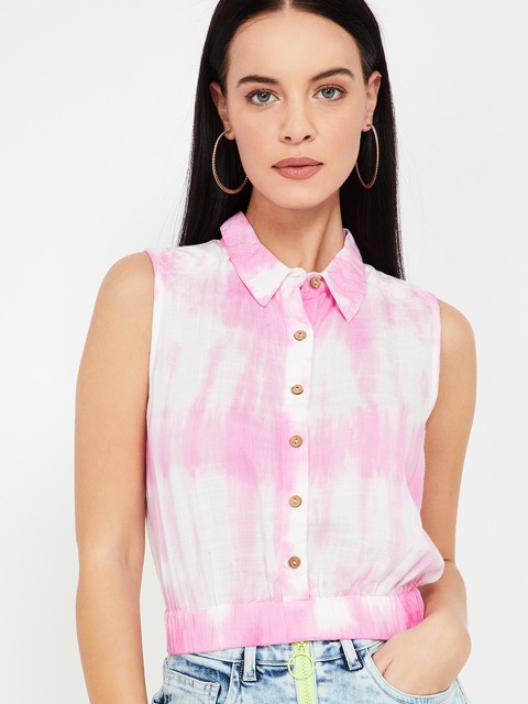 

Ginger by Lifestyle Women Pink Dyed Shirt Style Top