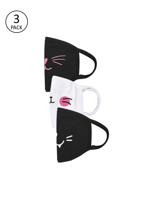 

THREADCURRY Kids 3 Pcs 2-Ply Face Reusable Outdoor Masks, Black