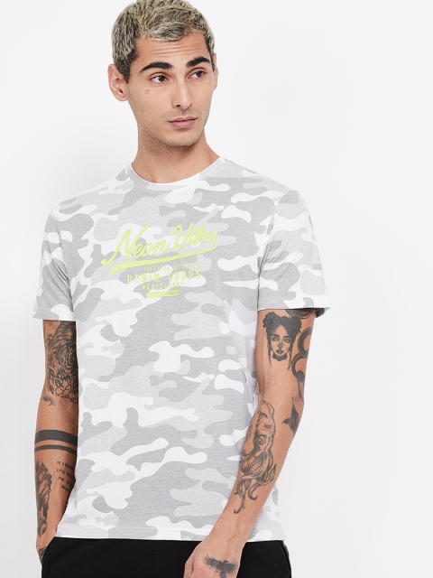

Forca Men Grey Camo Printed Round Neck T-shirt