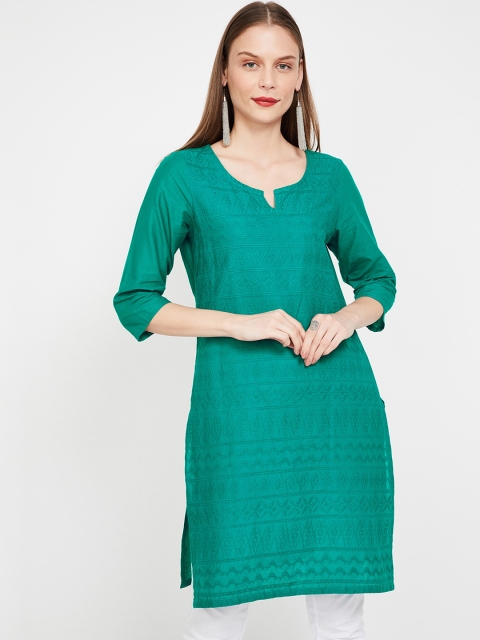 

Melange by Lifestyle Women Teal Embroidered Straight Kurta