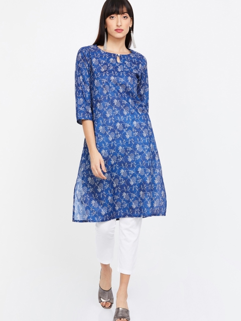 

Melange by Lifestyle Women Blue & Grey Printed Straight Kurta