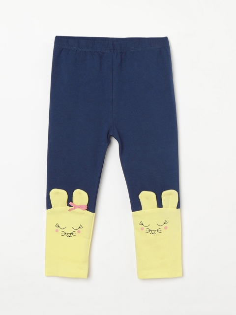 

Juniors by Lifestyle Girls Navy Blue & Yellow Colourblocked Ankle-Length Leggings