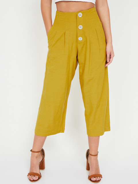 

Ginger by Lifestyle Women Mustard Yellow Solid Culottes