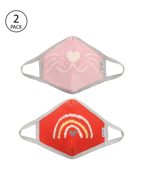 

Pluchi Kids 2 Pcs Printed 2-Ply Ati-Pollution Cloth Masks, Pink