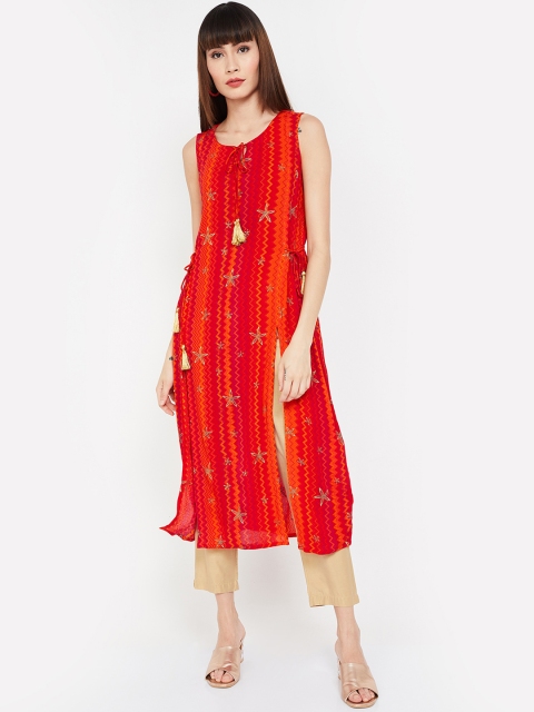 

Colour Me by Melange Women Orange & Red Printed Tunic