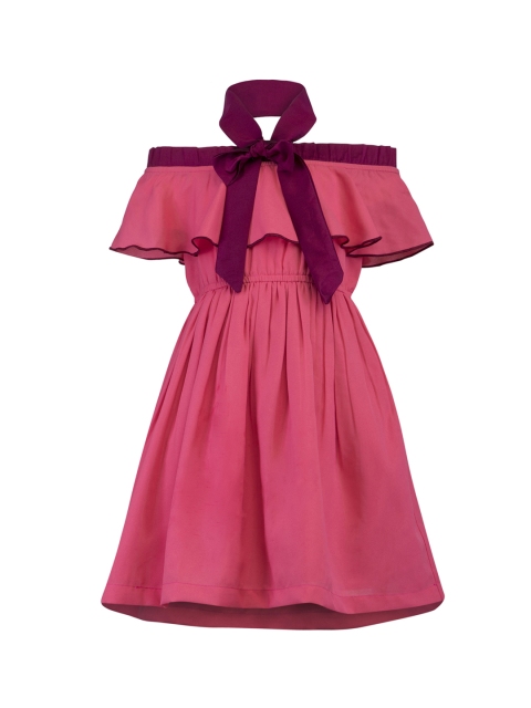 

Stylo Bug Girls Pink Solid Fit and Flare Dress