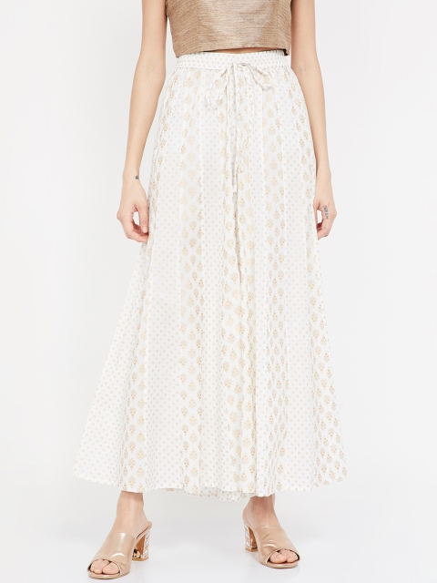 

Melange by Lifestyle Women Off-White Printed Flared Palazzos