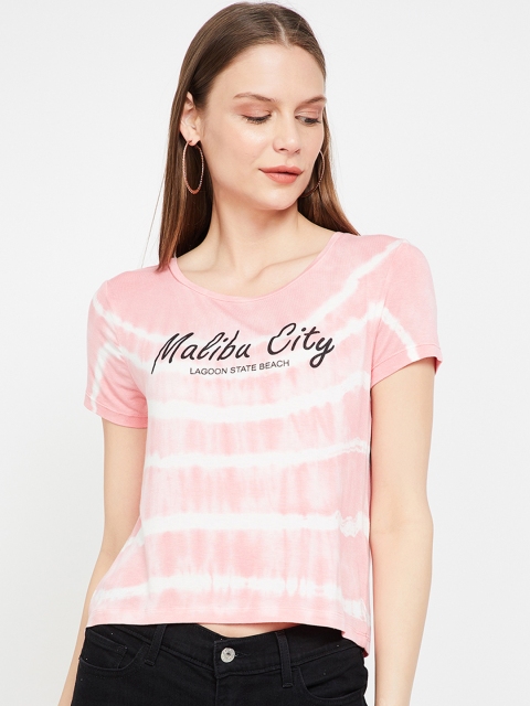 

Ginger by Lifestyle Women Pink & White Printed Top