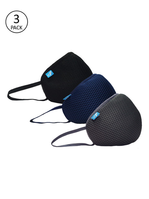 

F Gear Adults Black 3 Pcs 7-Ply F95 Safeguard Reusable ISO CE SITRA Certified Outdoor Masks - Large, Grey