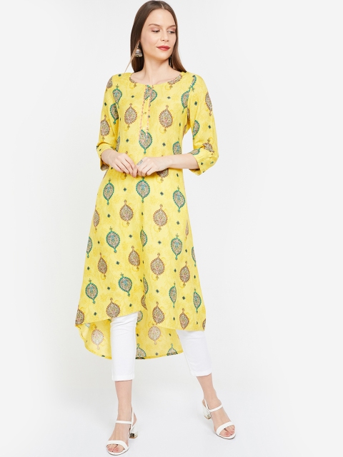 

Melange by Lifestyle Women Yellow & Blue Printed A-Line Kurta