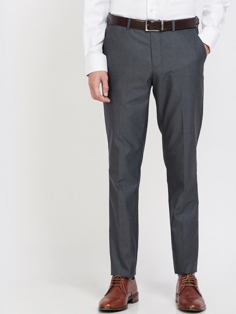 

CODE by Lifestyle Men Grey Slim Fit Solid Regular Trousers