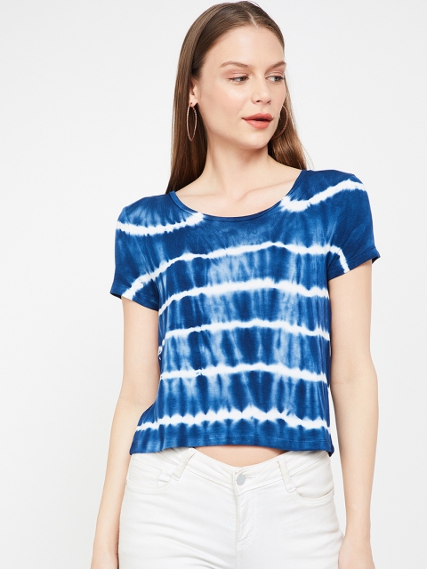 

Ginger by Lifestyle Women Blue & White Dyed Crop Top