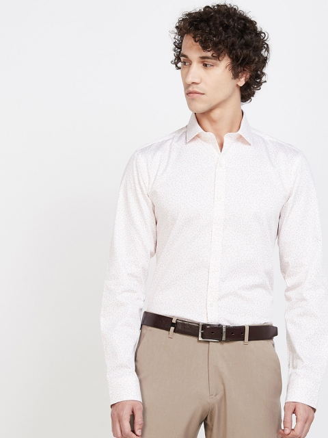

CODE by Lifestyle Men White & Peach-Coloured Slim Fit Printed Formal Shirt