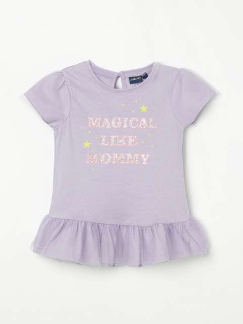 

Juniors by Lifestyle Girls Purple Printed Pure Cotton Top
