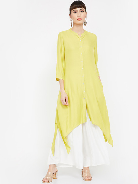 

Melange by Lifestyle Women Yellow Solid A-Line Kurta