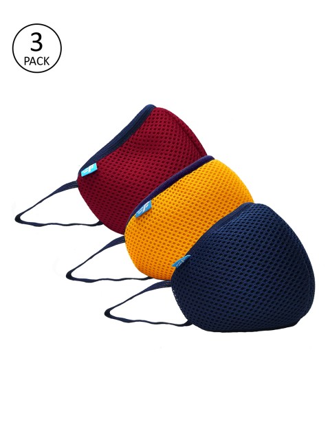 

F Gear Kids 3 Pcs 7-Ply Anti-Pollution F95 Safeguard ISO CE SITRA Certified Outdoor Masks - Small, Navy blue
