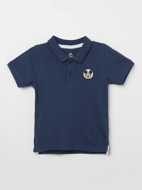 

Juniors by Lifestyle Boys Navy Blue Printed Polo Collar T-shirt