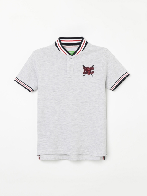 

Bossini Boys Grey Printed Mandarin Collar T-shirt