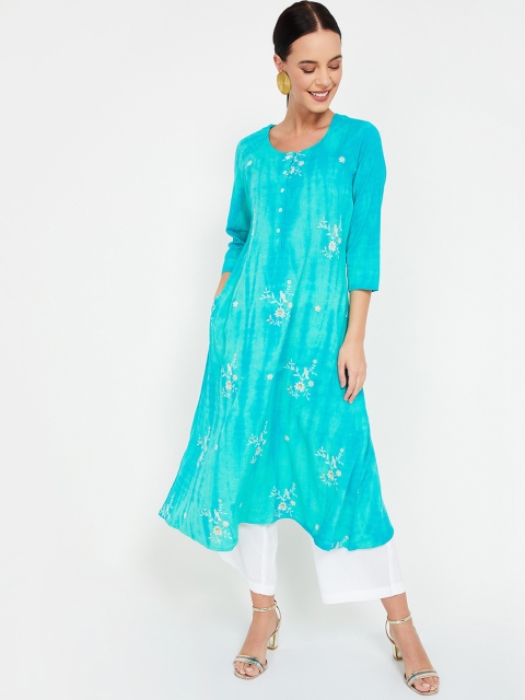 

Melange by Lifestyle Women Blue Embroidered A-Line Kurta