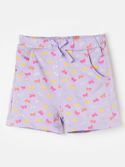 

Juniors by Lifestyle Girls Lavender Printed Regular Fit Regular Shorts