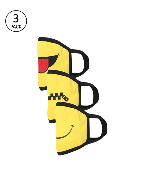 

THREADCURRY Kids 3 Pcs 2-Ply Reusable Outdoor Face Masks, Yellow