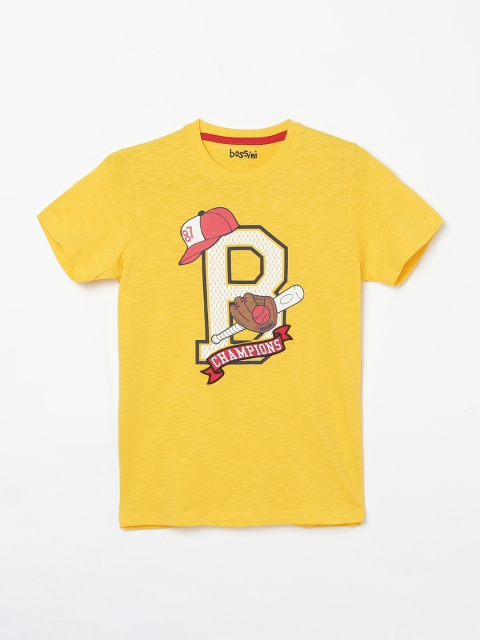 

Bossini Boys Yellow Printed Round Neck T-shirt