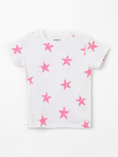 

Juniors by Lifestyle Girls White Printed Pure Cotton Top