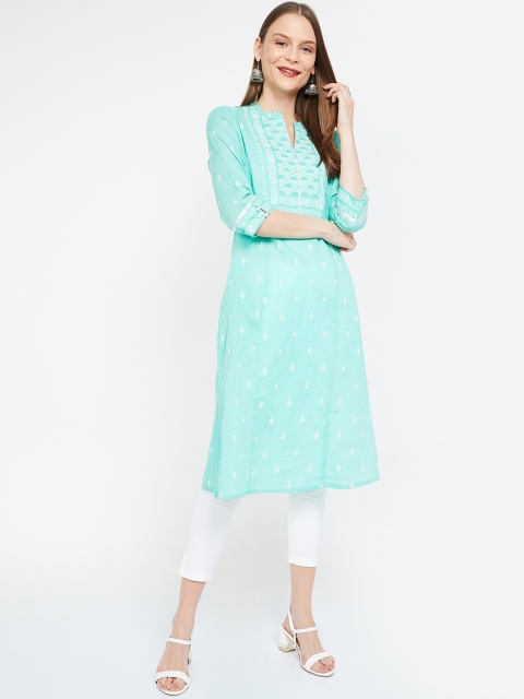 

Melange by Lifestyle Women Blue Embellished A-Line Kurta