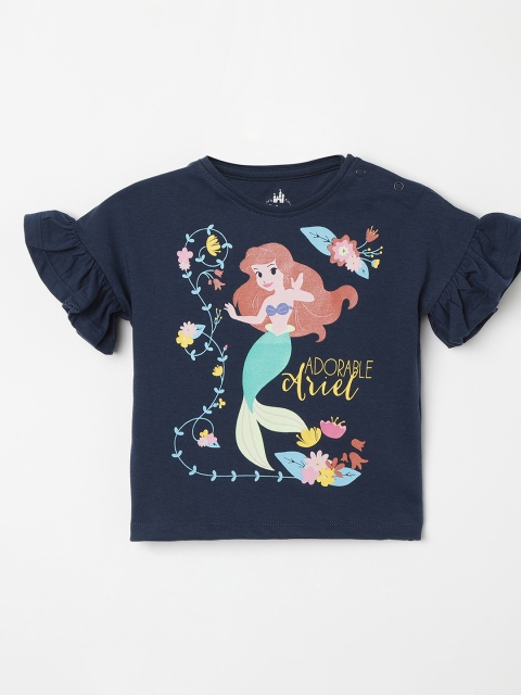 

Juniors by Lifestyle Girls Navy Blue Printed Pure Cotton Top