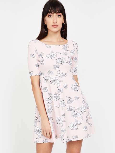 

Ginger by Lifestyle Women Pink Printed Fit and Flare Dress