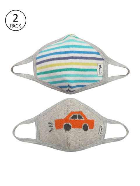 

Pluchi Kids Pack Of 2 Grey Printed 2-Ply Reusable Cloth Masks