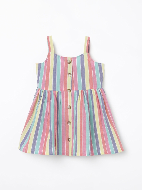 

Juniors by Lifestyle Girls Multicoloured Striped Fit and Flare Dress, Multi