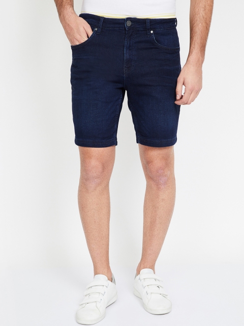 

Forca by Lifestyle Men Navy Blue Solid Slim Fit Denim Shorts