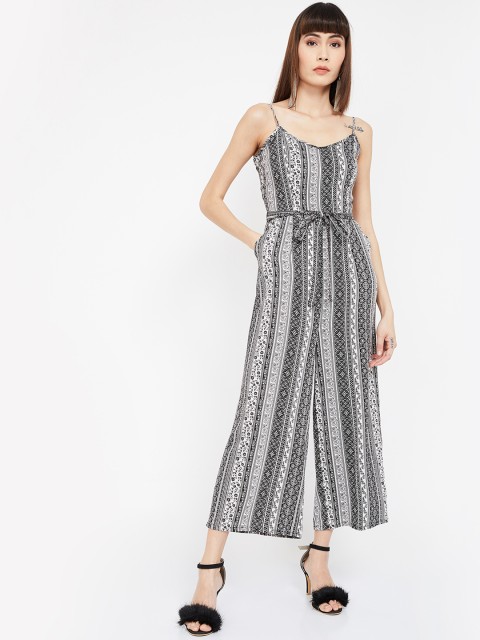 

Ginger by Lifestyle Women Black & White Printed Basic Jumpsuit