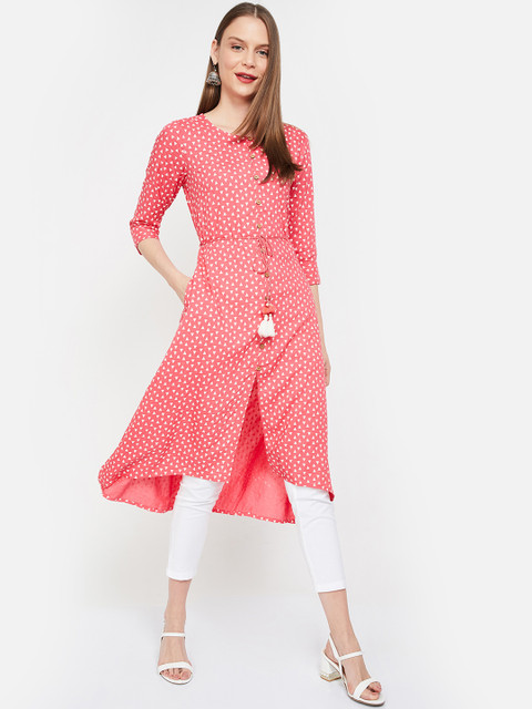 

Colour Me by Melange Women Coral-Pink Printed Tunic