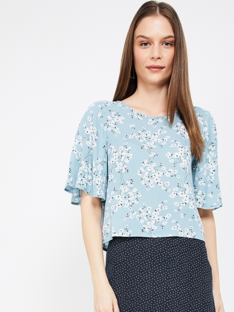 

Ginger by Lifestyle Women Blue Floral Print Boxy Top