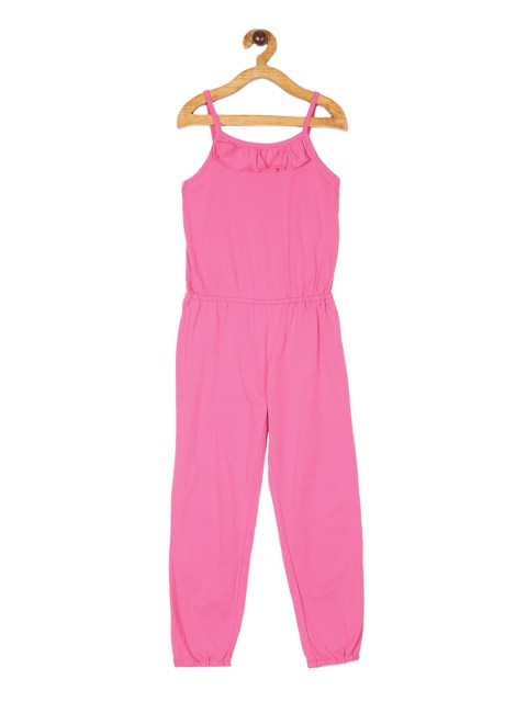 

The Childrens Place Girls Pink Solid Basic Jumpsuit