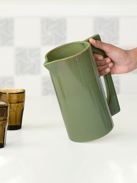 

ellementry Green Solid Rustic Sage Ceramic Water Jug
