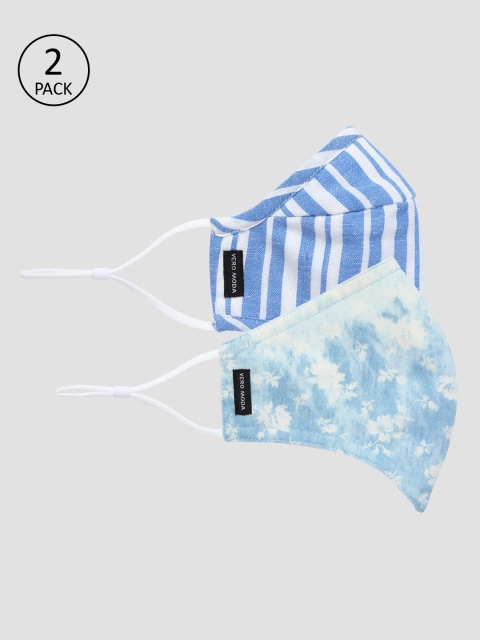 

Vero Moda Women 2 Pcs Printed 3-Ply Anti-Pollution Reusable Cloth Masks, Blue