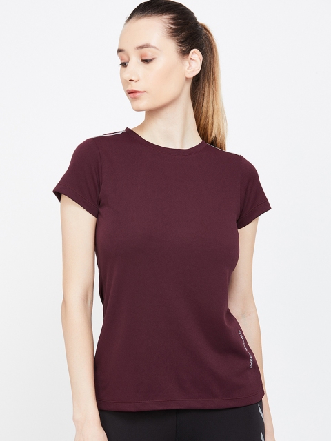 

Kappa Women Burgundy Solid Round Neck T-shirt