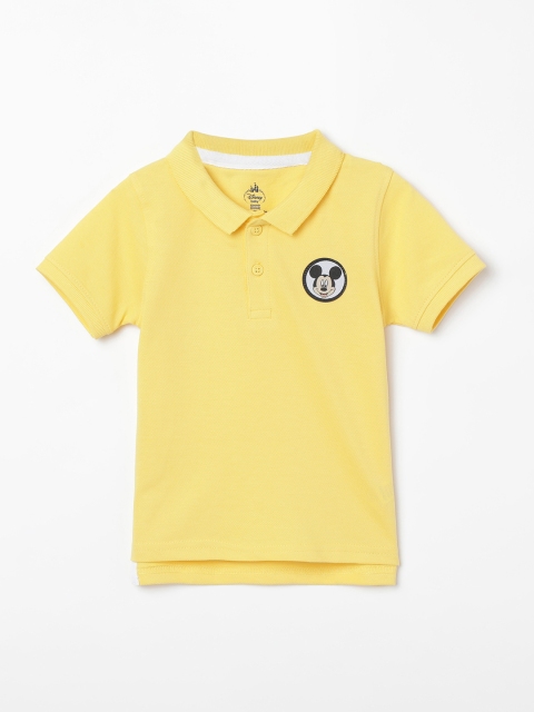 

Juniors by Lifestyle Boys Yellow Mickey Mouse Solid Polo Collar T-shirt