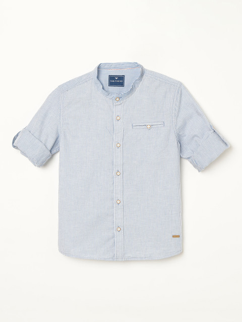 

Fame Forever by Lifestyle Boys Blue & White Slim Fit Striped Casual Shirt