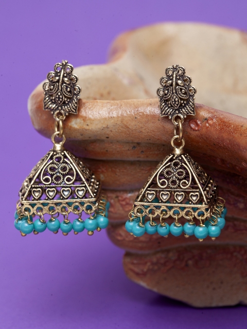 

Stoln Girls Gold-Plated & Blue Dome Shaped Jhumkas