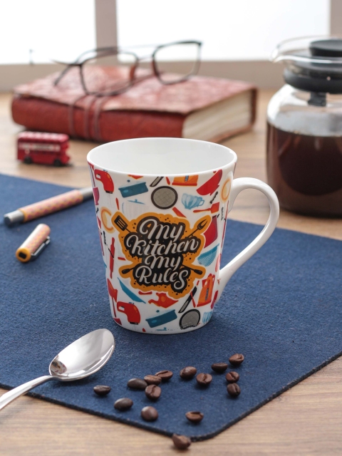 

CLAY CRAFT ThinkFOOD Set Of 2 White & Yellow Graphic Quote Milk Mugs