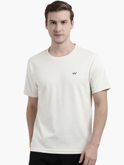 

Wildcraft Men Cream-Coloured Self Design Round Neck T-shirt