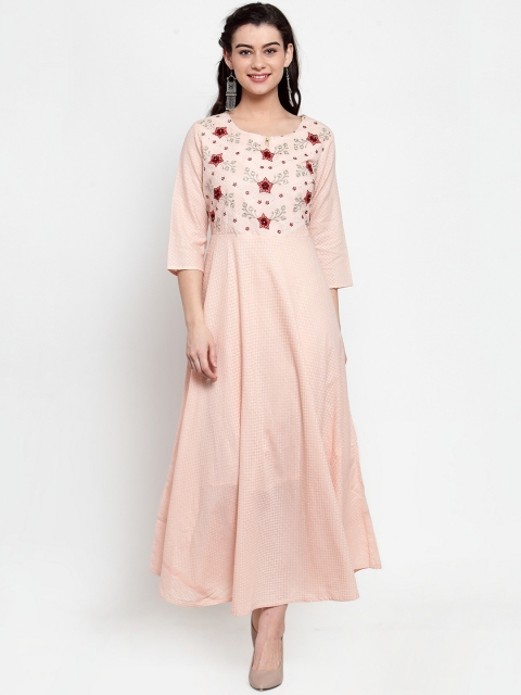 

ANAISA Women Pink Embroidered Maxi Dress