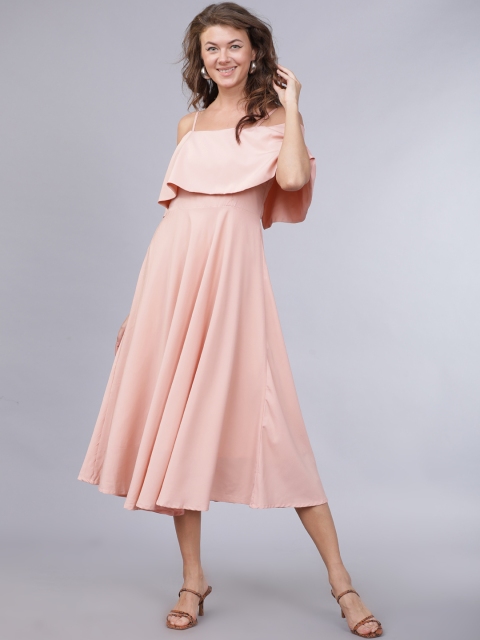 

Mumbai Slang Chic Women Peach Solid Fit and Flare Dress