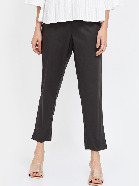 

Melange by Lifestyle Women Black Solid Cigarette Trousers