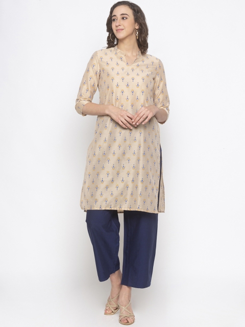 

Globus Women Beige Floral Printed A-Line Kurta